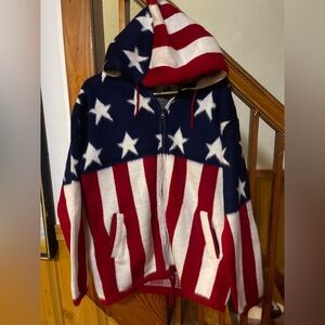 Ecuador Patriotic Stars and Stripes Wool Jacket, Women’s M warm cozy fuzzy